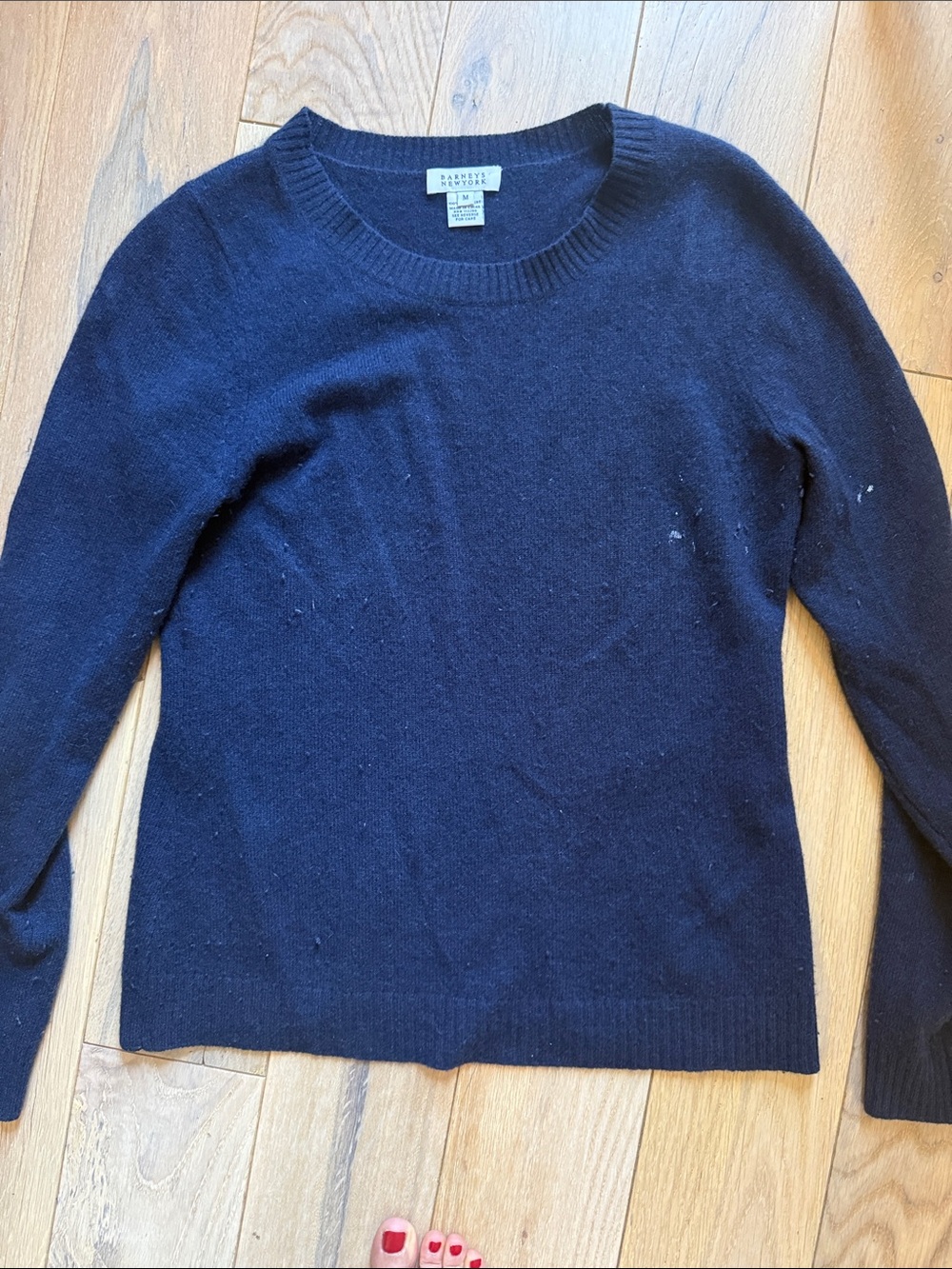 Barneys New York Navy Crewneck Cashmere Sweater